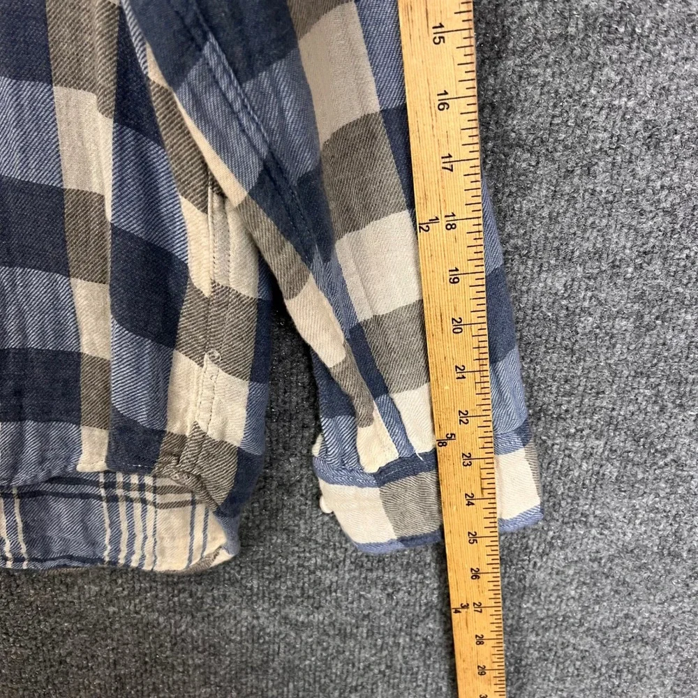 J. Crew Button Down Shirt Mens M Blue Excellent Slim Fit Plaid Flannel Cotton